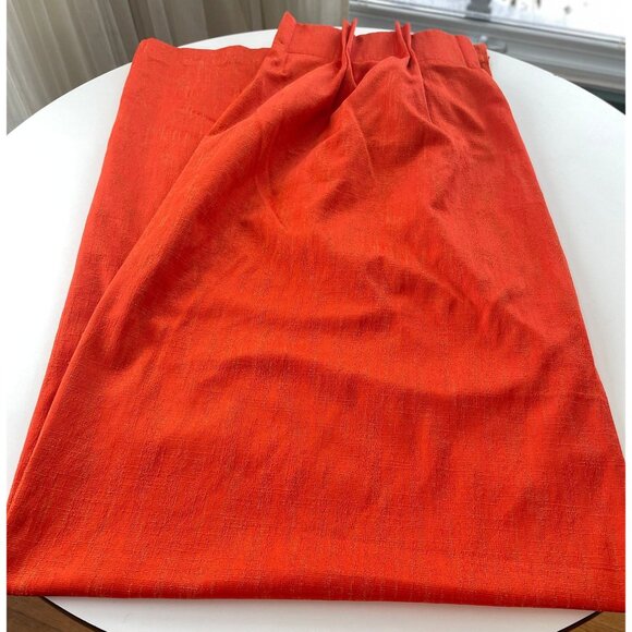 Vintage 60s curtain, orange jewel tone, pleated drape, shiny glossy - Picture 5 of 10